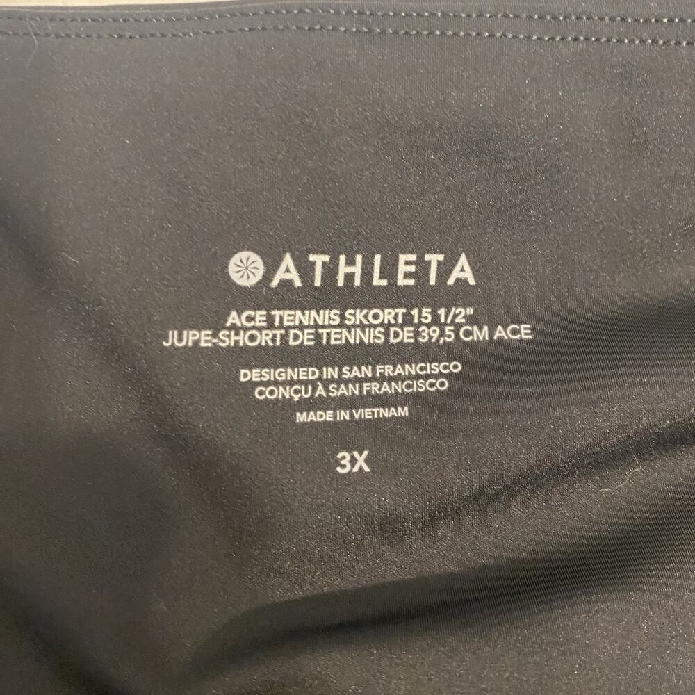 Athleta Ace Tennis Black Active Wear Skort 15 1/2” Women 3X Pull On Outdoorsy - Picture 2 of 10